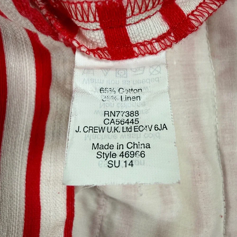 J.Crew Womens Size 10 Red White Striped Cotton Linen Shorts Nautical 46966‎